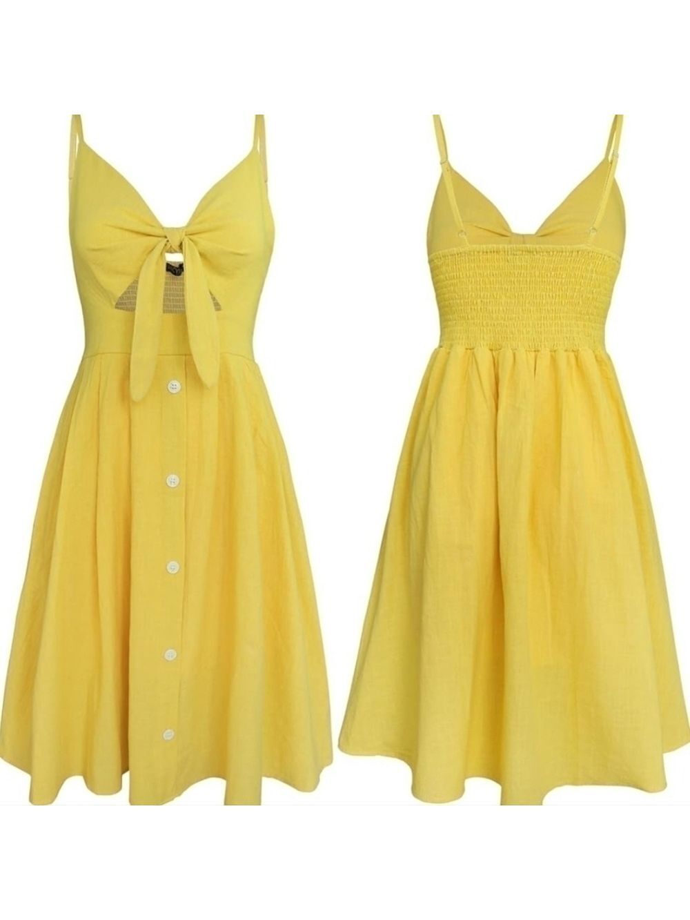 FANCYINN Womens Tie Front Button Down Spaghetti Strap  Dress NWT Size XL